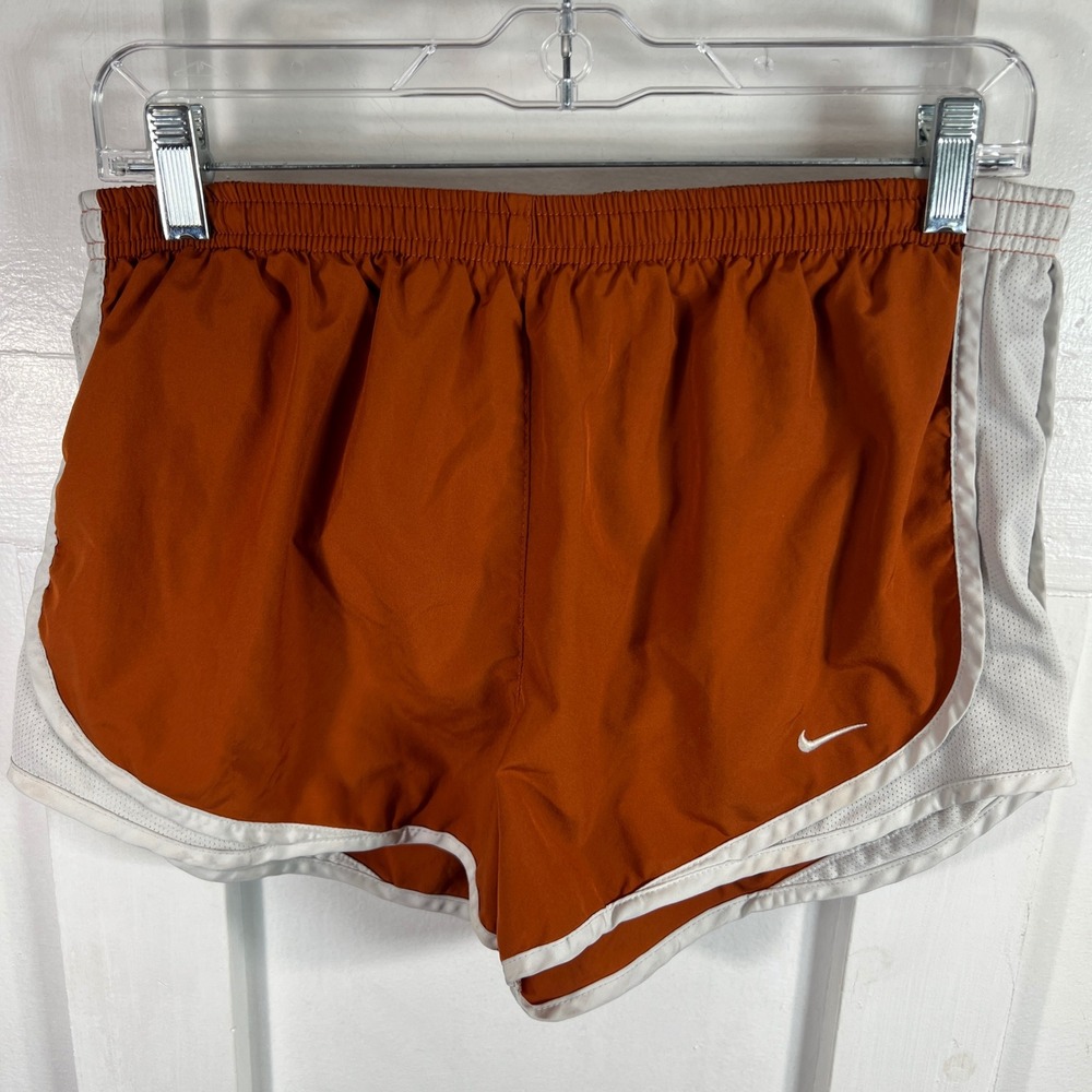 Nike Dri-FIT Running Shorts Burnt Orange White Mesh Trim Womens Medium
